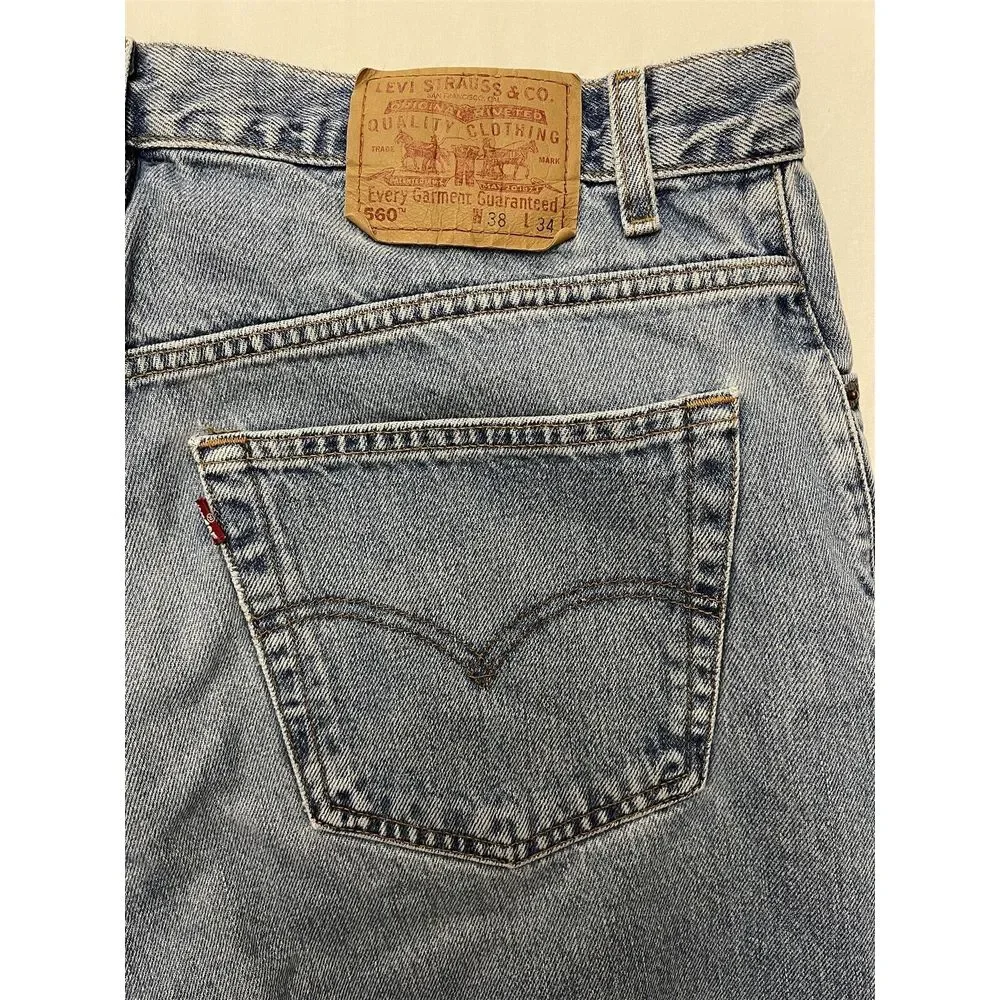 VTG Levi's 36 x 34 560 Comfort Fit Stone Washed Denim‎ Jeans